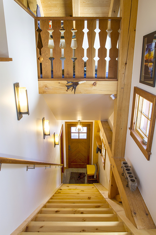 locally sustainably grown white pine stairway