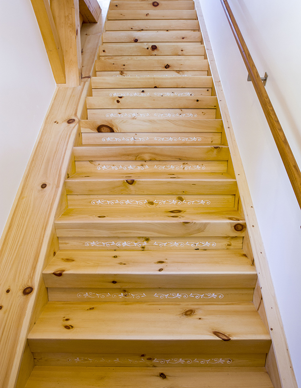 locally sustainably grown white pine stairway